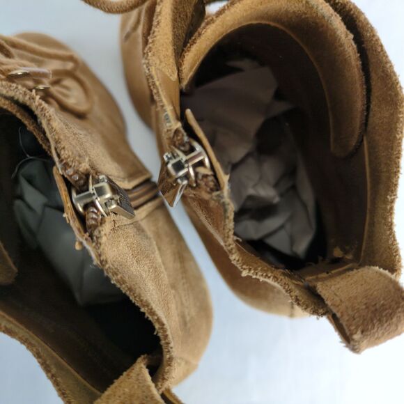 BCBGeneration Wiley Suede Leather Wedge Ankle Boots Women's 7 Booties Side Zip - Picture 7 of 8